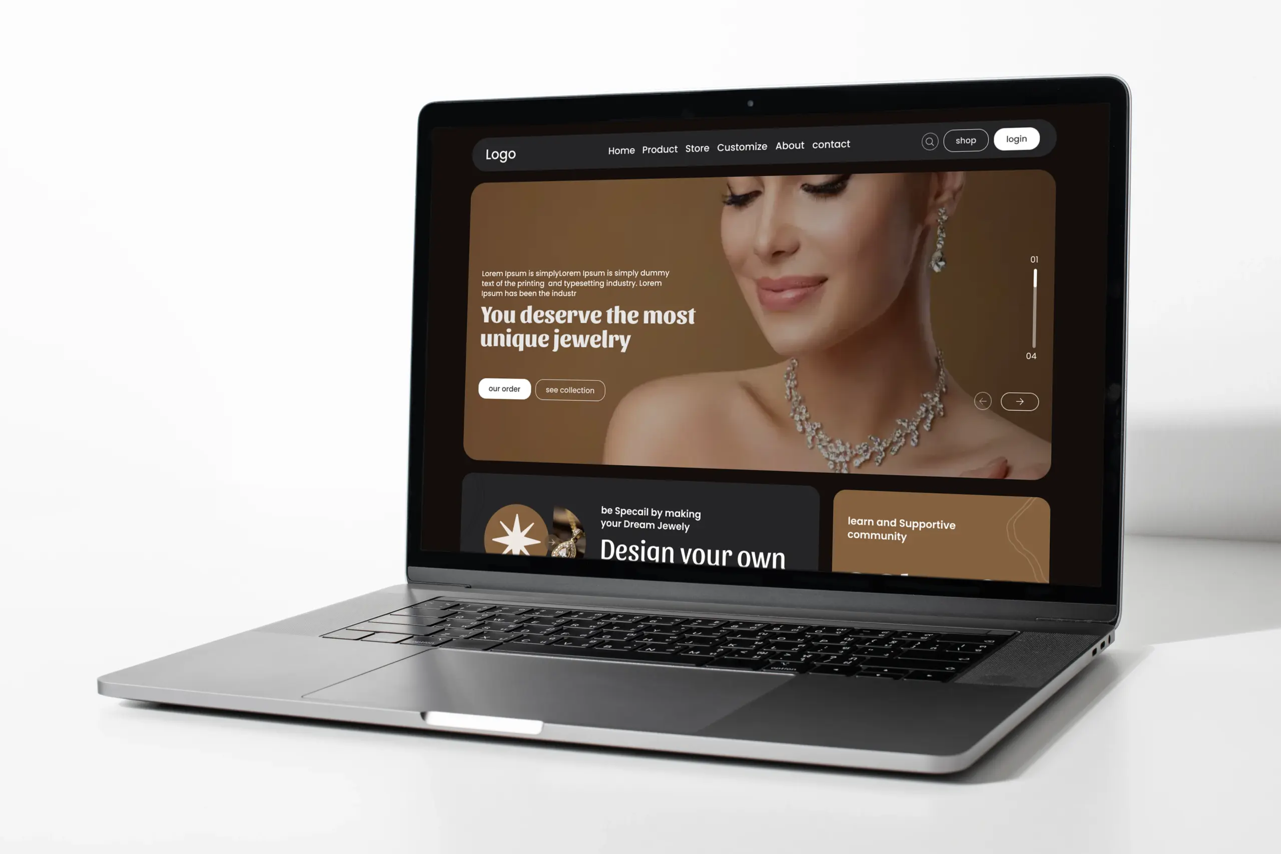 An elegant e-commerce platform for luxury jewelry. Browse and purchase stunning gold and diamond pieces with a refined and secure shopping experience.