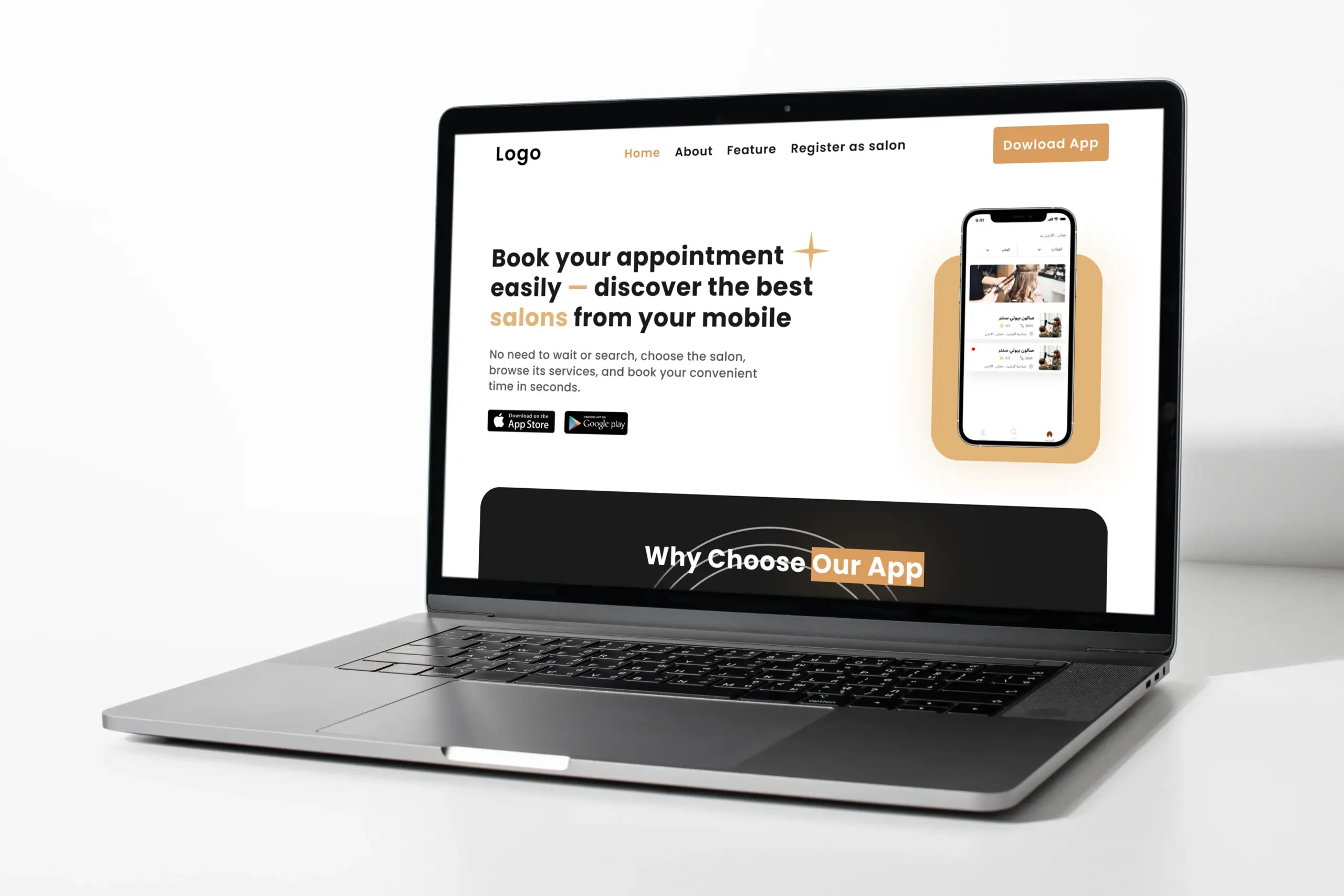 Our salon app lets users browse services, book appointments, and manage their beauty routine anytime, anywhere.